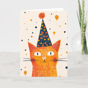 Agradecimiento Naranja Fiesta Gato Gorra Tarjeta de felicitación 