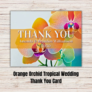Agradecimiento Naranja Orquídea Boda Tropical Tarjeta de agradeci