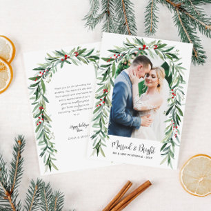 Agradecimiento Navidades casados y brillantes arco tarjeta de inv
