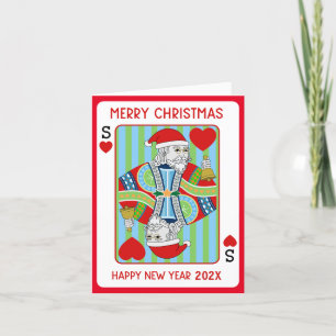 Agradecimiento Navidades de Santa Póquer y Tarjeta Feliz Año Nuev
