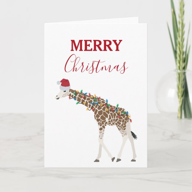 Agradecimiento Navidades Giraffe gracioso animal con tarjeta de S (Anverso)