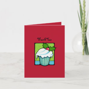 Agradecimiento Navidades Holly Cupcake red Gracias Tarjeta de Not