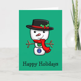 Agradecimiento Navidades Jolly Snowman doblan tarjeta de vacacion