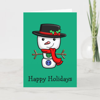 Agradecimiento Navidades Jolly Snowman doblan tarjeta de vacacion