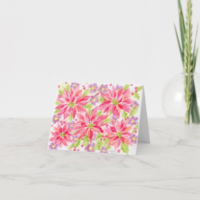 Agradecimiento Navidades Poinsettia Blank Cualquier tarjeta de no (Anverso)