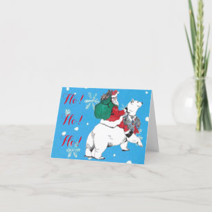 Agradecimiento Navidades Santa Claus y tarjeta doblada de oso pol