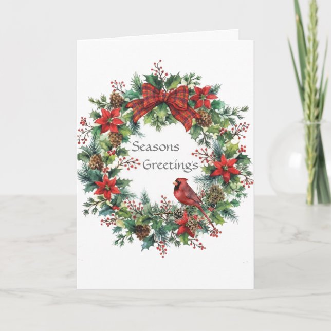 Agradecimiento Navidades Tarjeta de saludo Festividad Ave Rojo (Anverso)