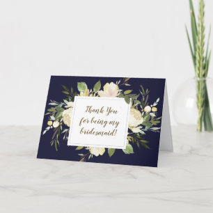 Agradecimiento navy floral gracias por ser mi tarjeta de dama de