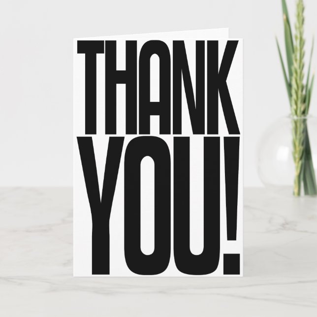 Agradecimiento ¡Negro y blanco gracias! Tarjeta de felicitación (Anverso)