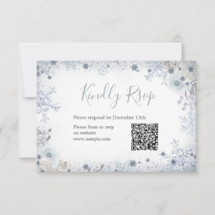 Agradecimiento Nieve de invierno en amor Tarjeta QR Rsvp de novia