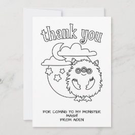 Agradecimiento Niños monstruo tarjeta de colorear favor de agrade
