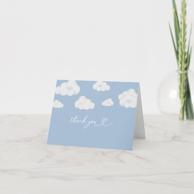 Agradecimiento Oh Baby Blue Cloud Baby Shower Tarjeta de agradeci (Anverso)
