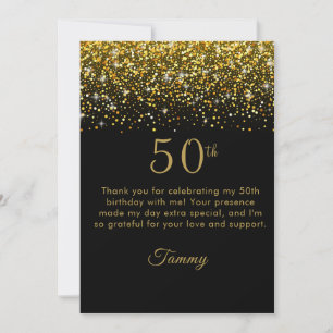 Agradecimiento Opulent Gold Confetti 50 cumpleaños Tarjeta de agr