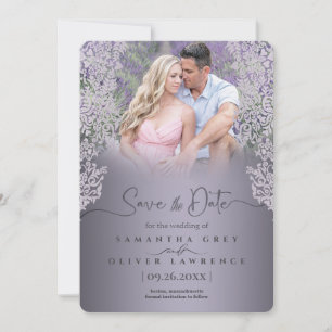 Agradecimiento Ornate Grayish Pink Damask Guardar la tarjeta de f