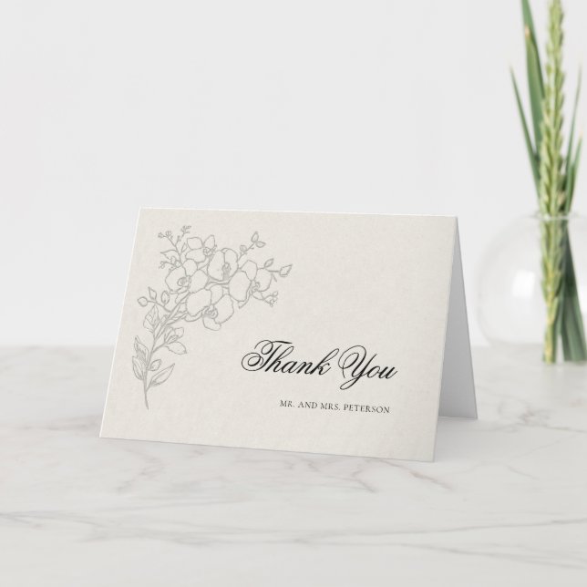Agradecimiento Orquídea Elevada Ecru Clásico Tarjeta de Agradecim (Anverso)