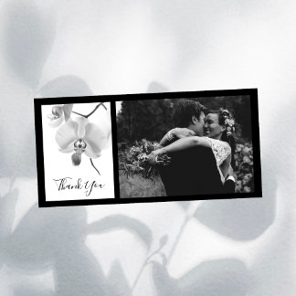Agradecimiento Orquídeas blancas y negras gracias tarjeta de foto