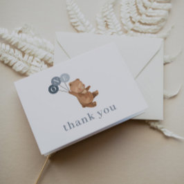 Agradecimiento Oso con 3 globos azules - Tarjeta de agradecimient