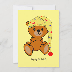 Agradecimiento Oso de Teddy con gorro dormido tarjeta de cumpleañ