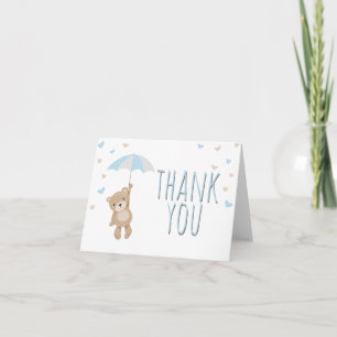 Agradecimiento Oso de Teddy Gracias tarjeta Woodland Boy Umbrella