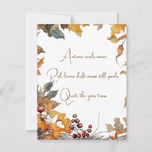 Agradecimiento Otoño otoño deja tarjeta de saludo de tipografía