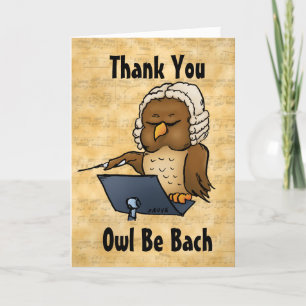 Agradecimiento Owl Be Bach Funny Gracias Tarjeta De Hospitalidad