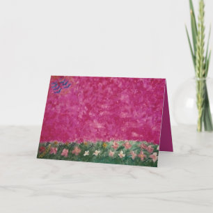 Agradecimiento Paisaje abstracto con cielo rosa y tarjeta de orqu