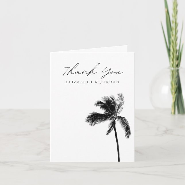 Agradecimiento Palm Tree Black & White Blank Tarjeta de agradecim (Anverso)