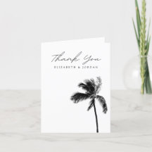Palm Tree Black & White Blank Tarjeta de agradecim