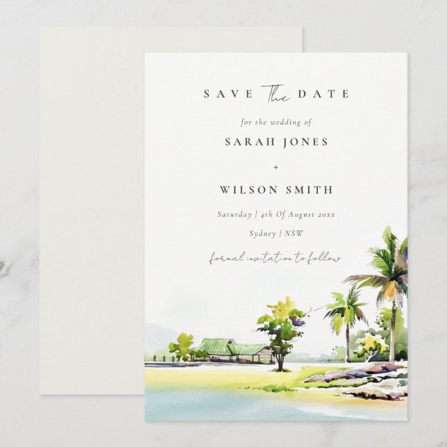 Agradecimiento Palmeras Tropicales Costeras Guardar La Tarjeta De (Anverso / Reverso)