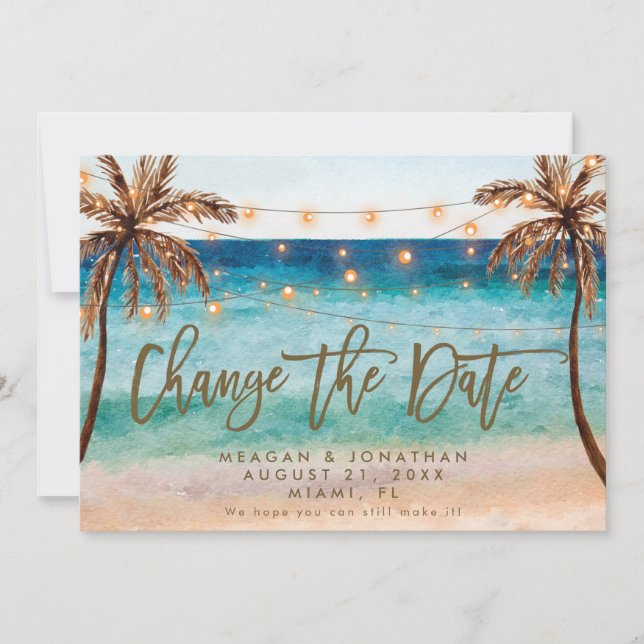 Agradecimiento palmeras tropicales de playa cambian la tarjeta de (Anverso)