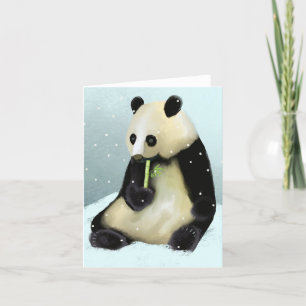 Agradecimiento Panda de invierno dulce en tarjeta de saludo BLANC