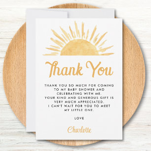 Agradecimiento para Baby Shower con tema del sol