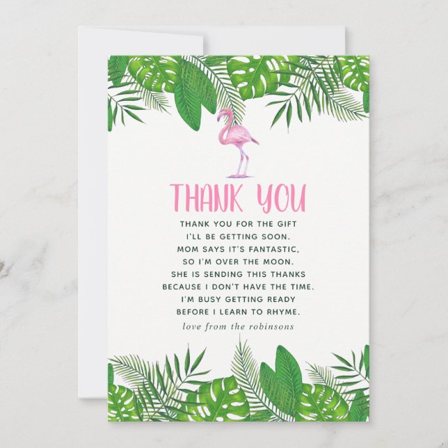 Agradecimiento para Baby Shower de Flamingo Tropic (Anverso)