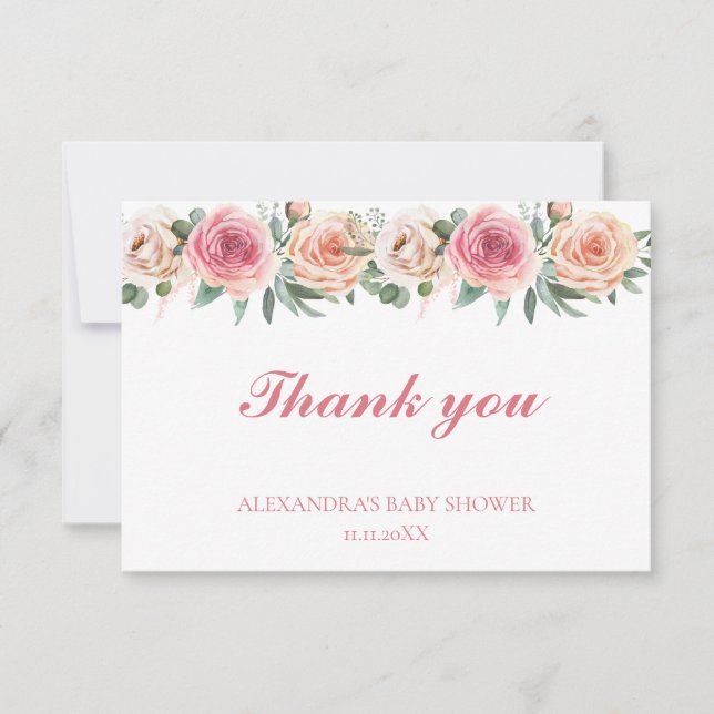 Agradecimiento para Baby Shower de Flores Acuarela (Anverso)