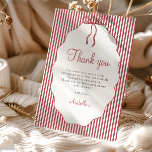 Agradecimiento para Baby Shower de lazo rojo con r