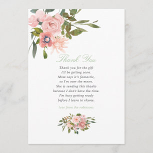 Agradecimiento para Baby Shower de Rosa Floral y S