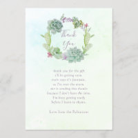 Agradecimiento para Baby Shower de Suculentas en A