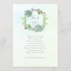 Agradecimiento para Baby Shower de Suculentas en A
