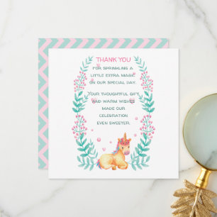 Agradecimiento para Baby Shower de Unicornio Flora