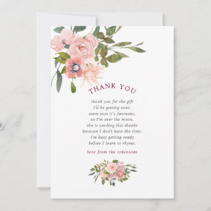 Agradecimiento para Baby Shower Floral Blush y Bor