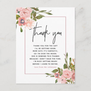 Agradecimiento para Baby Shower Floral Blush y Ros