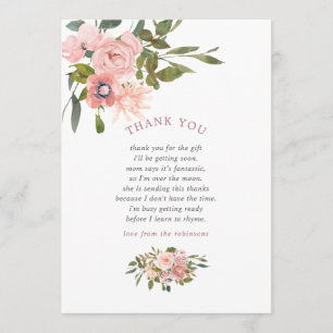 Agradecimiento para Baby Shower Floral Blush y Ros