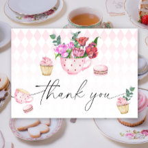 Agradecimiento para baby shower Tea Party Flowers