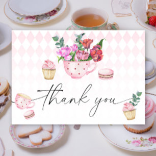 Agradecimiento para baby shower Tea Party Flowers