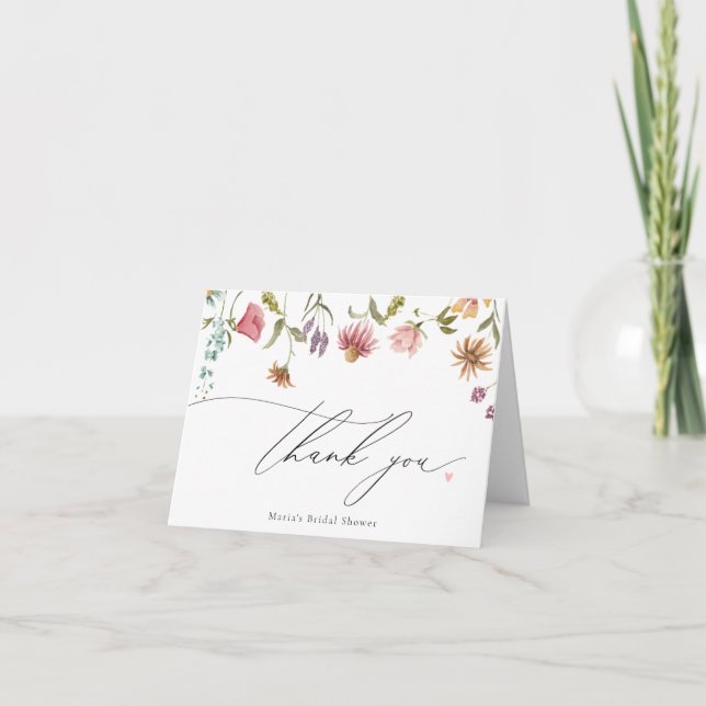 Agradecimiento para la ducha de novia de Wildflowe (Anverso)