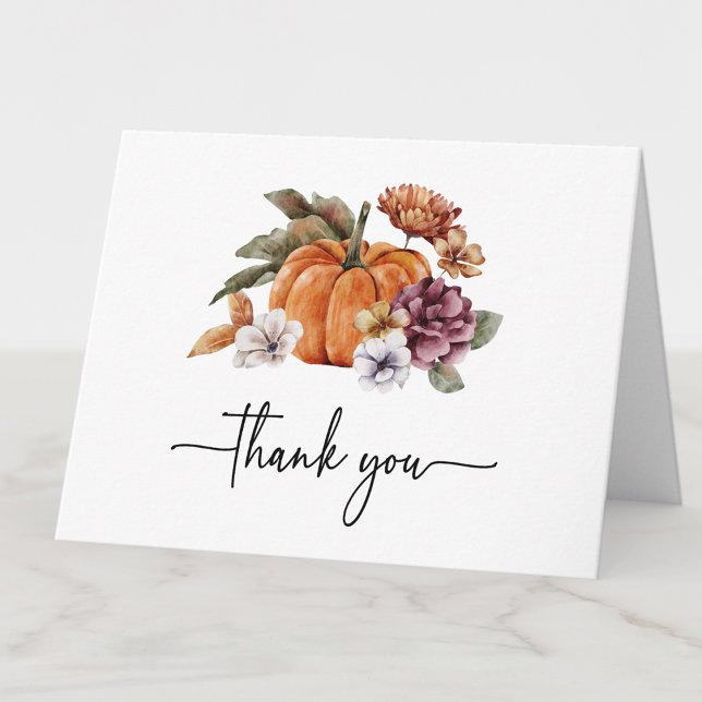 Agradecimiento para la Fiesta de Despedida de Solt (Elegant Watercolor Fall Bridal Shower Thank You Card by Painted Paperie
)