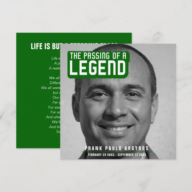 Agradecimiento Pasaje funerario de una leyenda tarjeta de poema v (Anverso / Reverso)