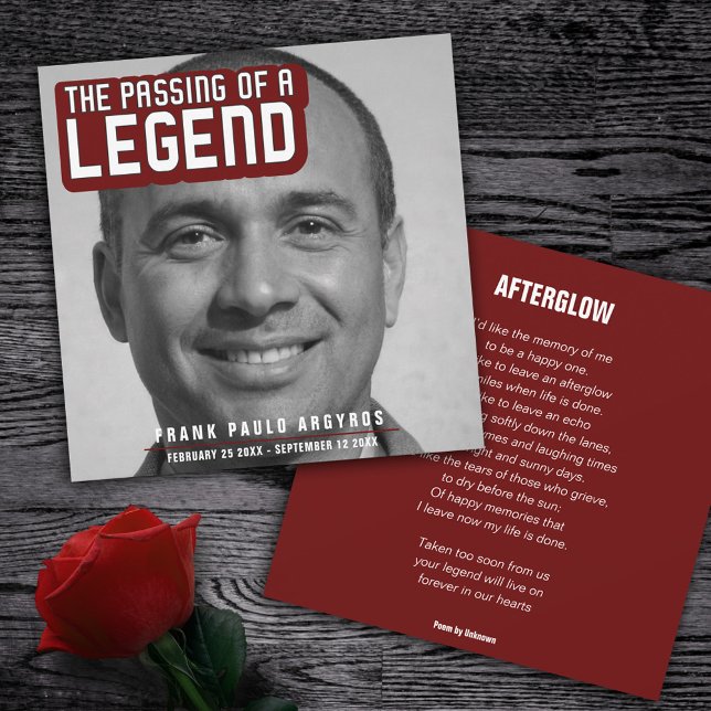 Agradecimiento Paso del funeral de una leyenda tarjeta de poema r (Subido por el creador)