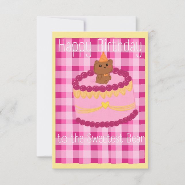 Agradecimiento Pastel de cumpleaños con tarjeta de cumpleaños tem (Anverso)