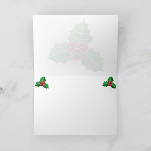 Agradecimiento Patas Hojas de Acebo Navidad Tarjeta en Blanco Agr